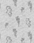 Grey Large Scale Lightning Bolts Cotton French Terry