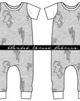 Grey Large Scale Lightning Bolts Cotton French Terry