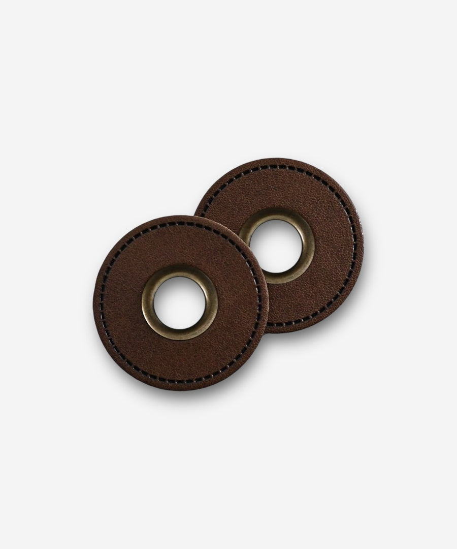 Faux Leather Eyelet Patch - Round