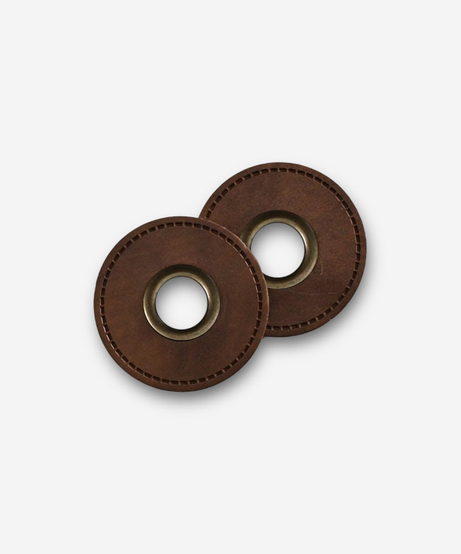 Faux Leather Eyelet Patch - Round