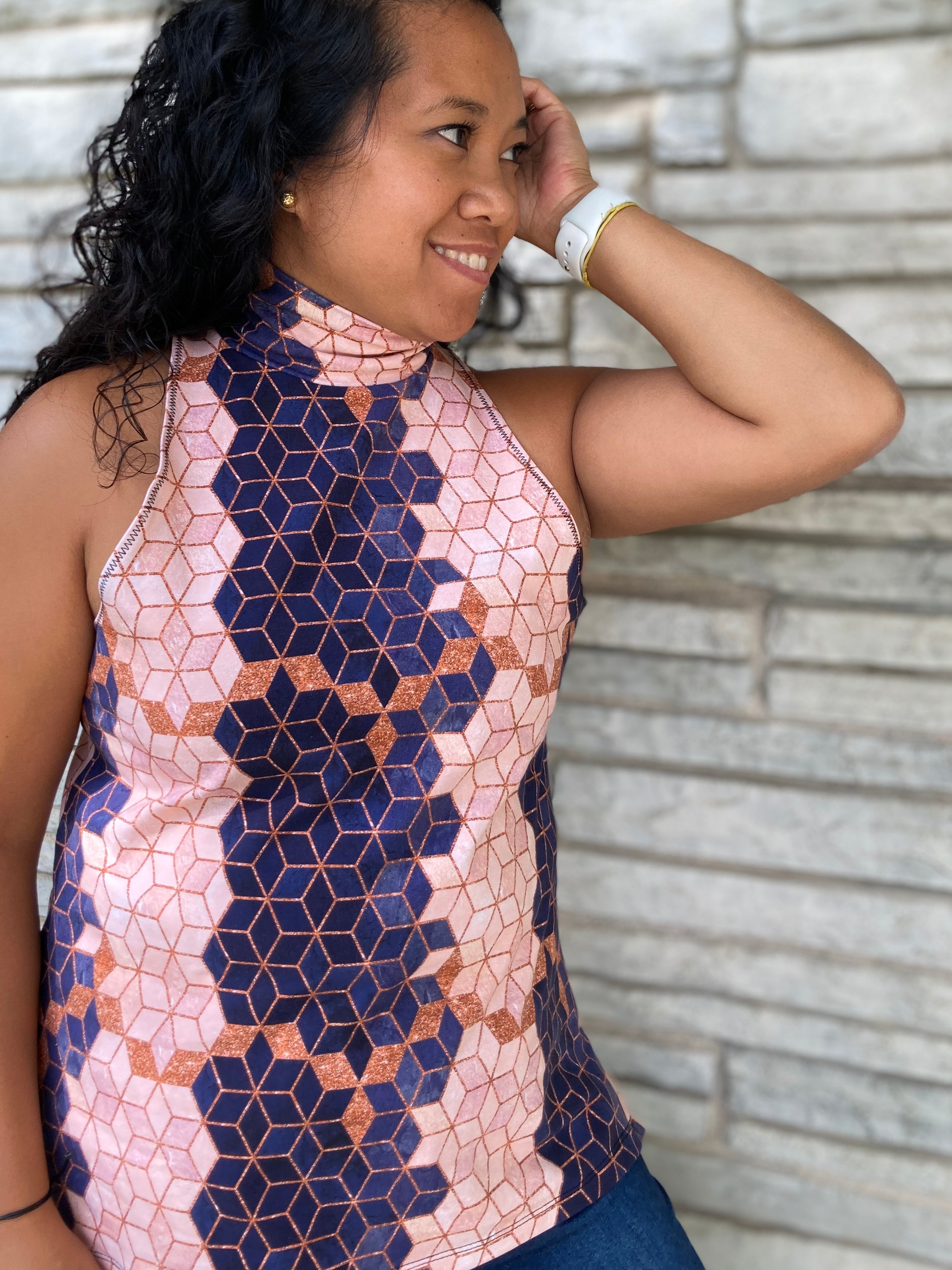 PRE ORDER - Navy Rose Geo – Blended Thread Fabrics
