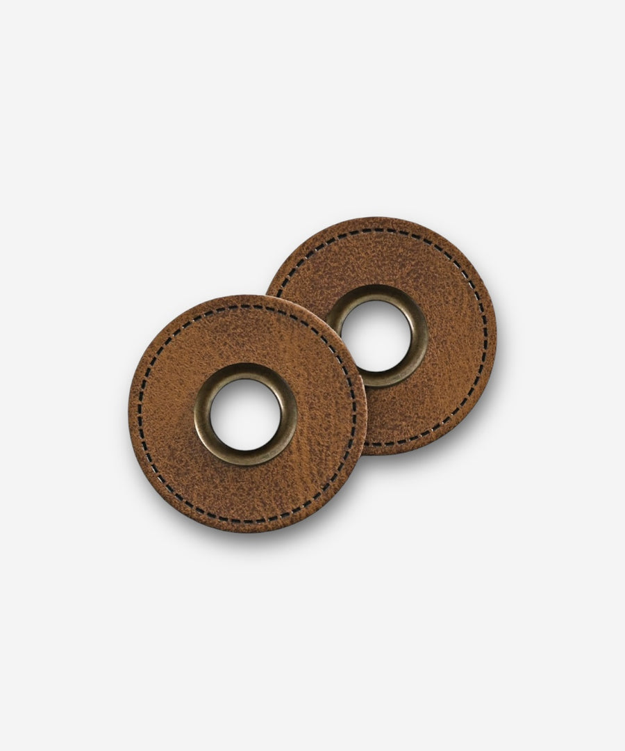 Faux Leather Eyelet Patch - Round