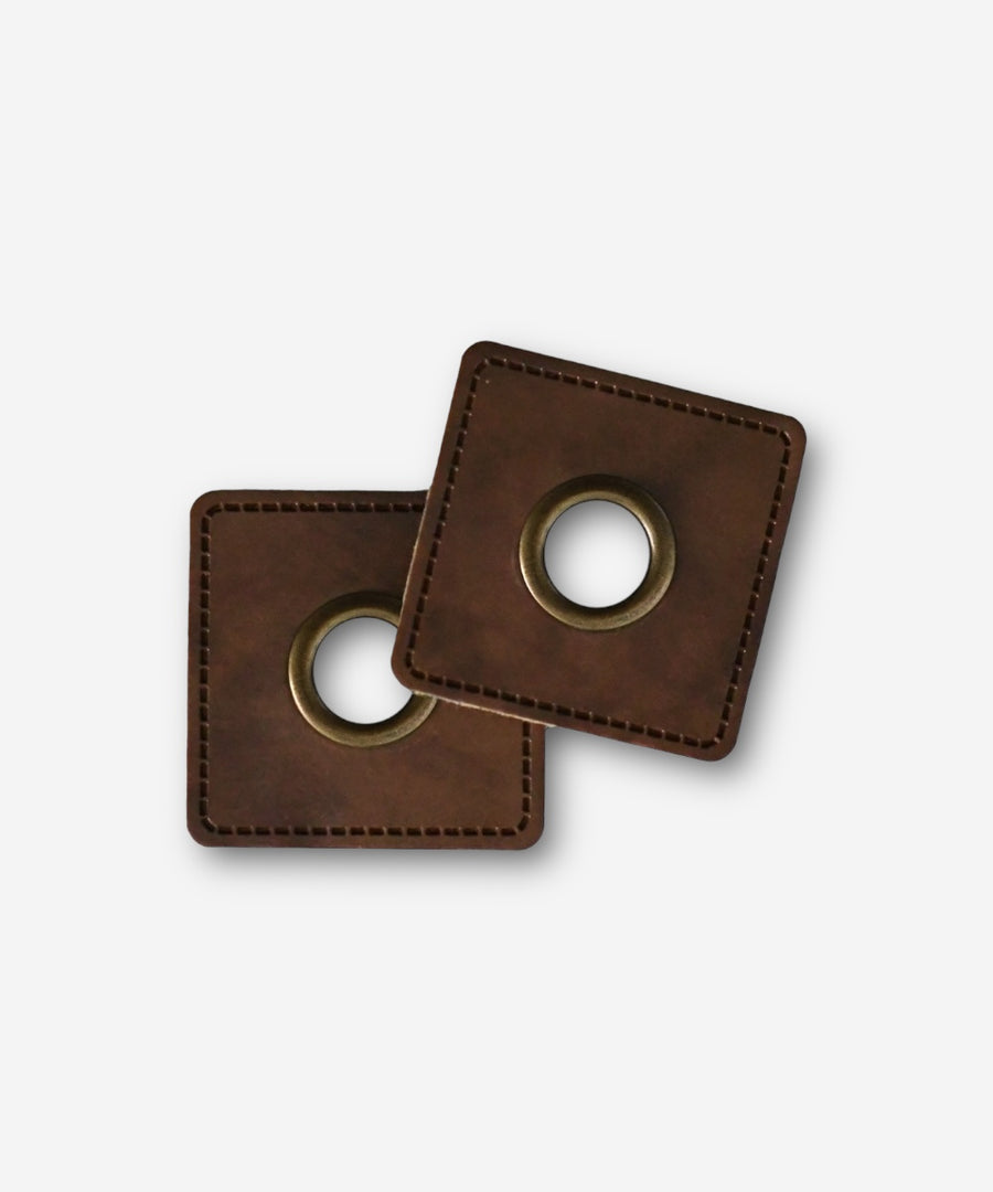 Faux Leather Eyelet Patch - Square