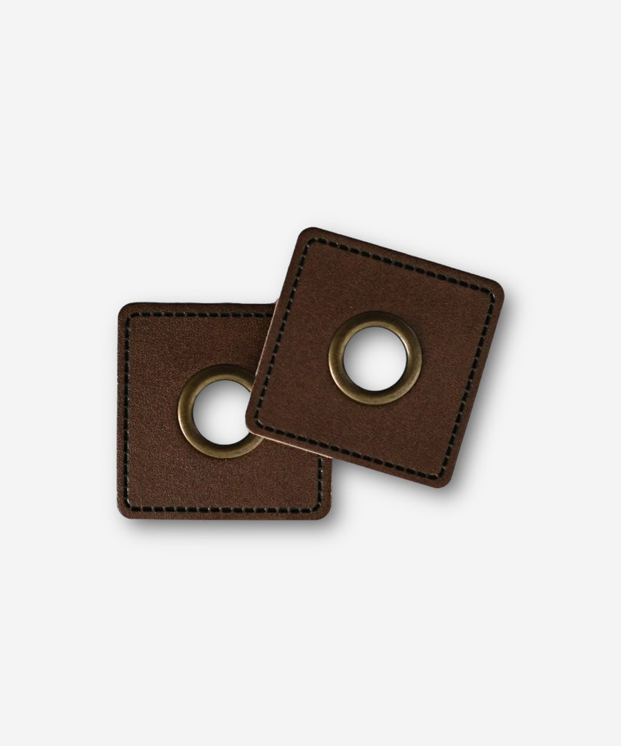 Faux Leather Eyelet Patch - Square