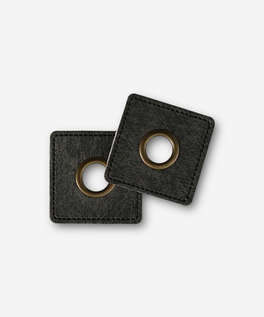 Faux Leather Eyelet Patch - Square