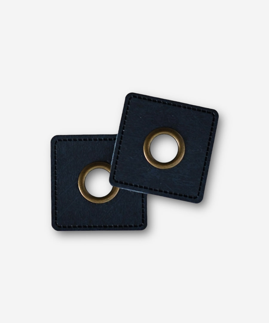 Faux Leather Eyelet Patch - Square