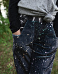 PRE ORDER - Rainbow Splatter Black Linen