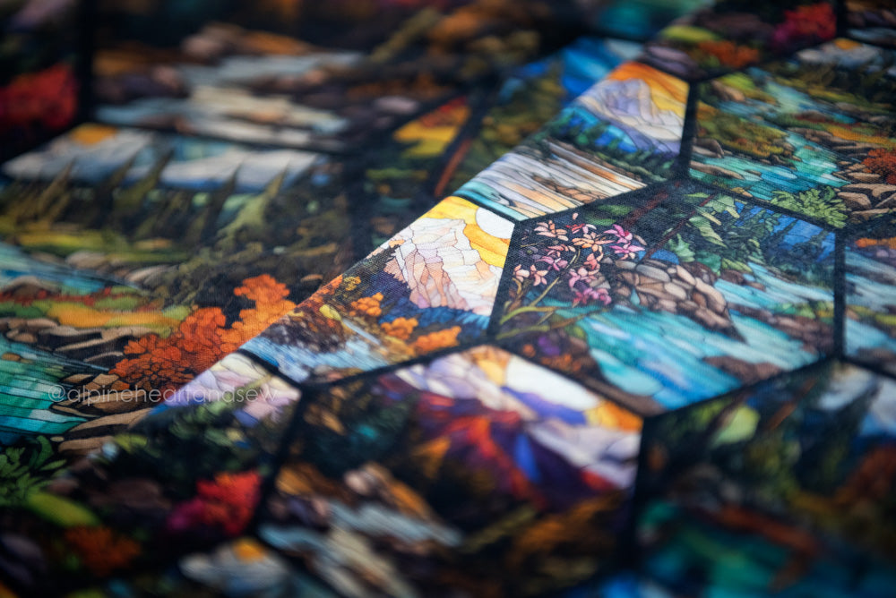 PRE ORDER - Hexagon Stained Glass Mountains