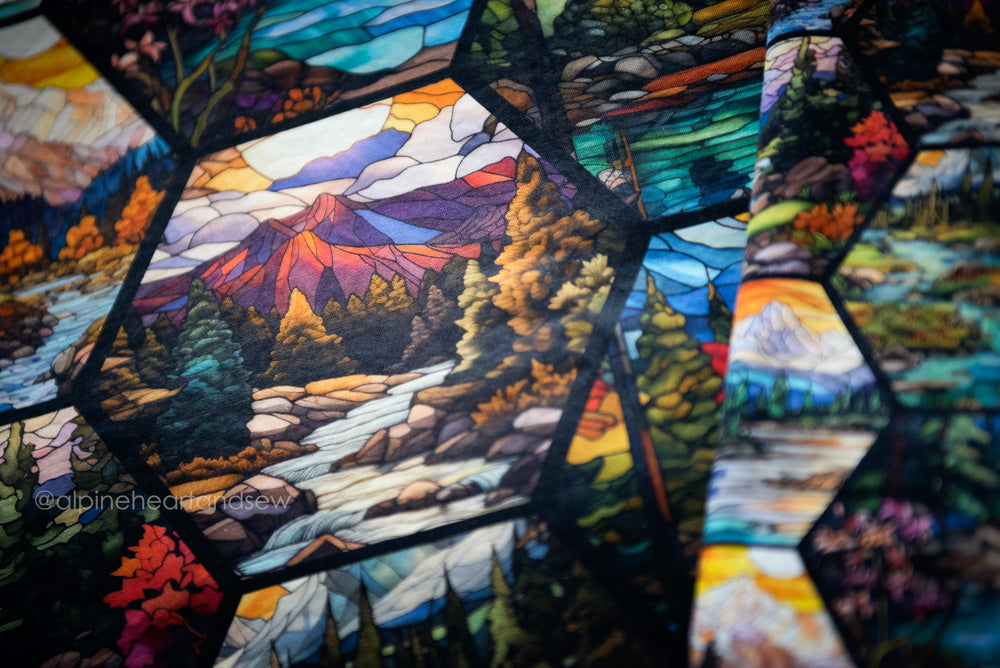 PRE ORDER - Hexagon Stained Glass Mountains