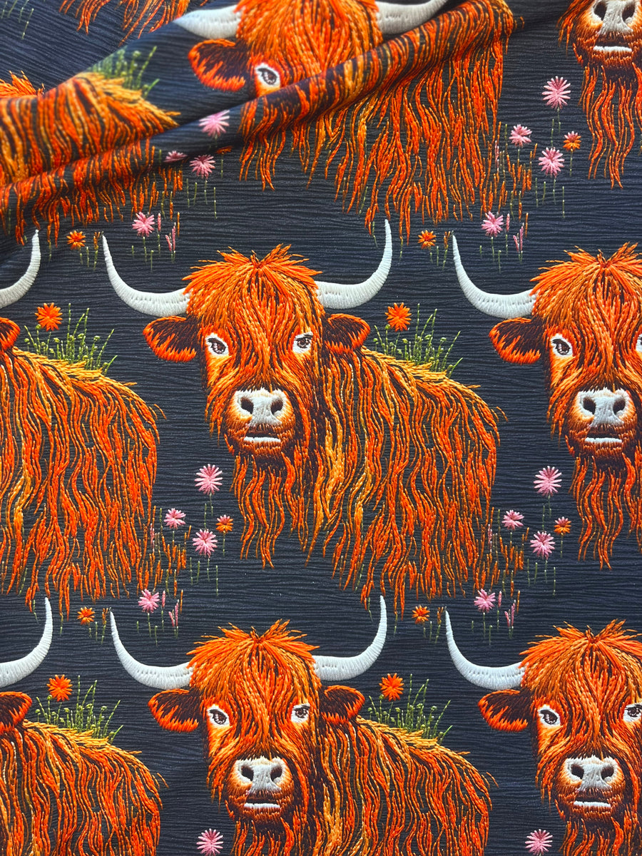 Embroidered Highland Cow