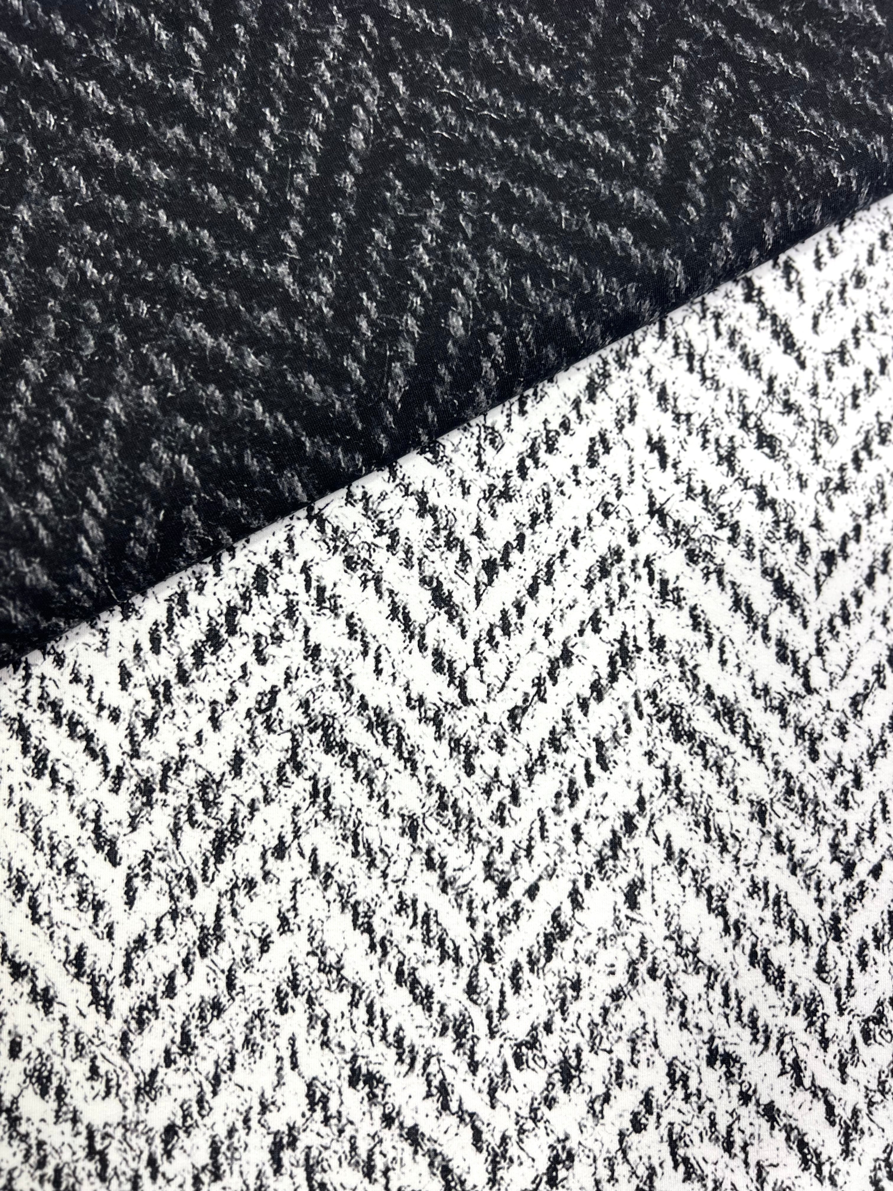 PRE ORDER - Large Scale Black Herringbone – Blended Thread Fabrics