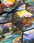 PRE ORDER - Hexagon Stained Glass Mountains