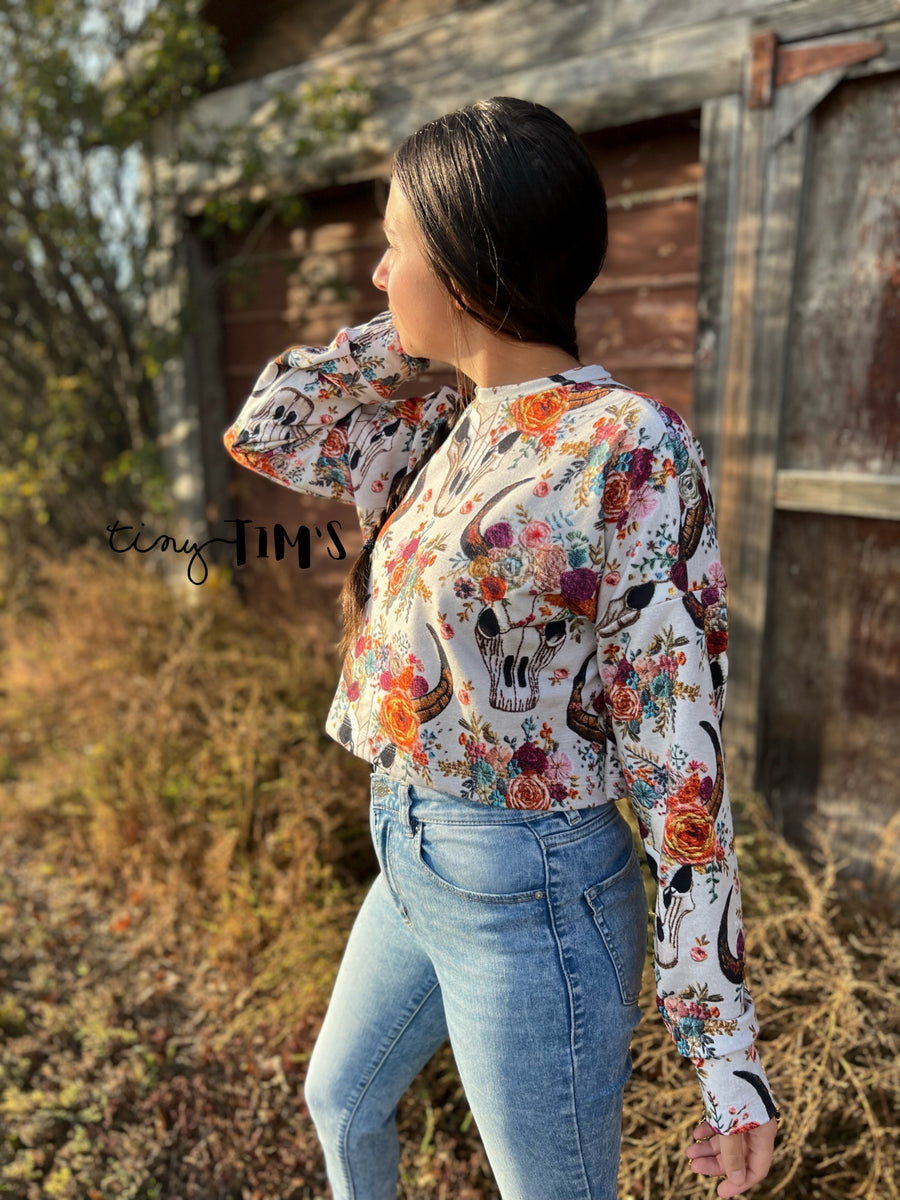 Embroidered Floral Skull