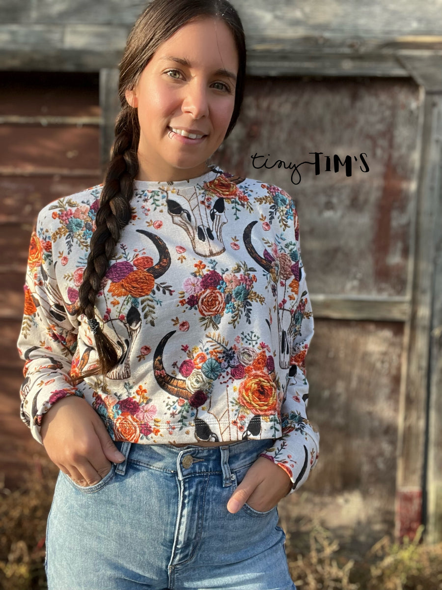 Embroidered Floral Skull