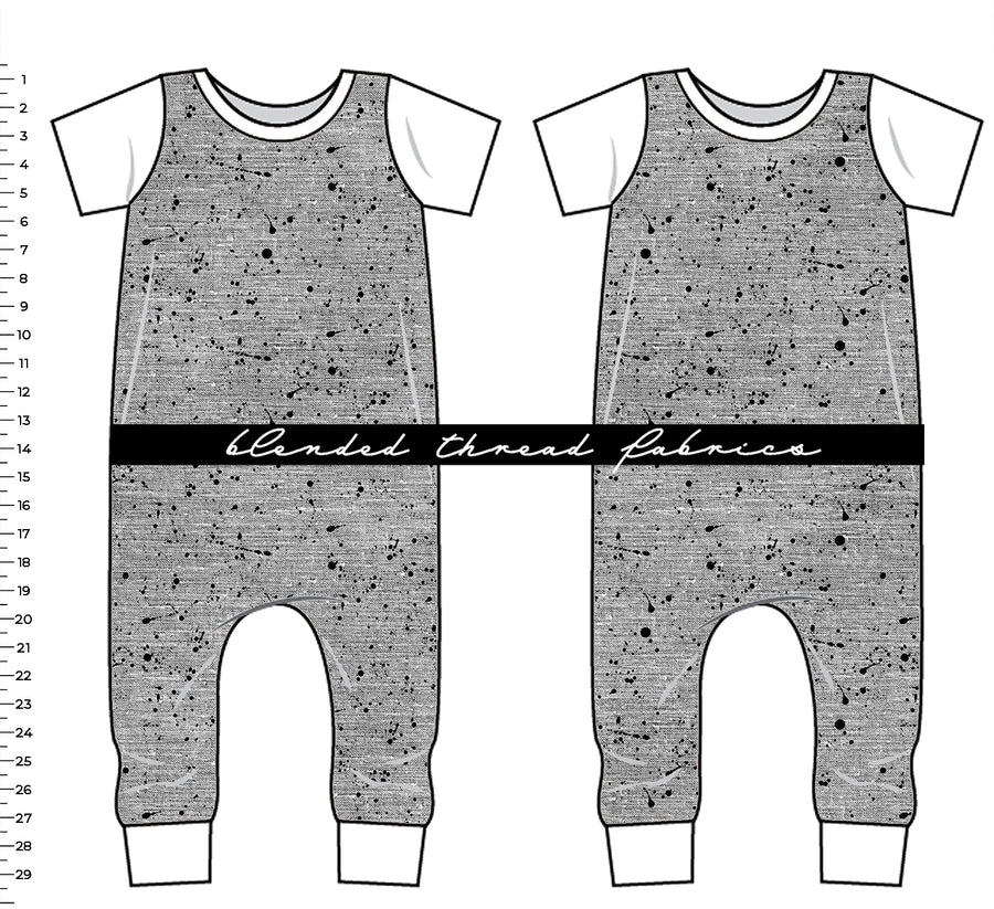 PRE ORDER - Black Splatter Grey Linen