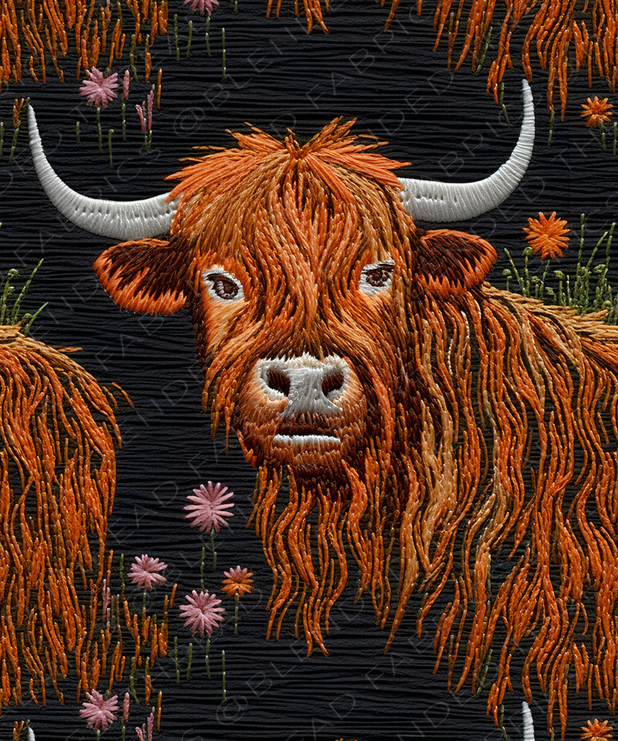 PRE ORDER - Embroidered Highland Cow