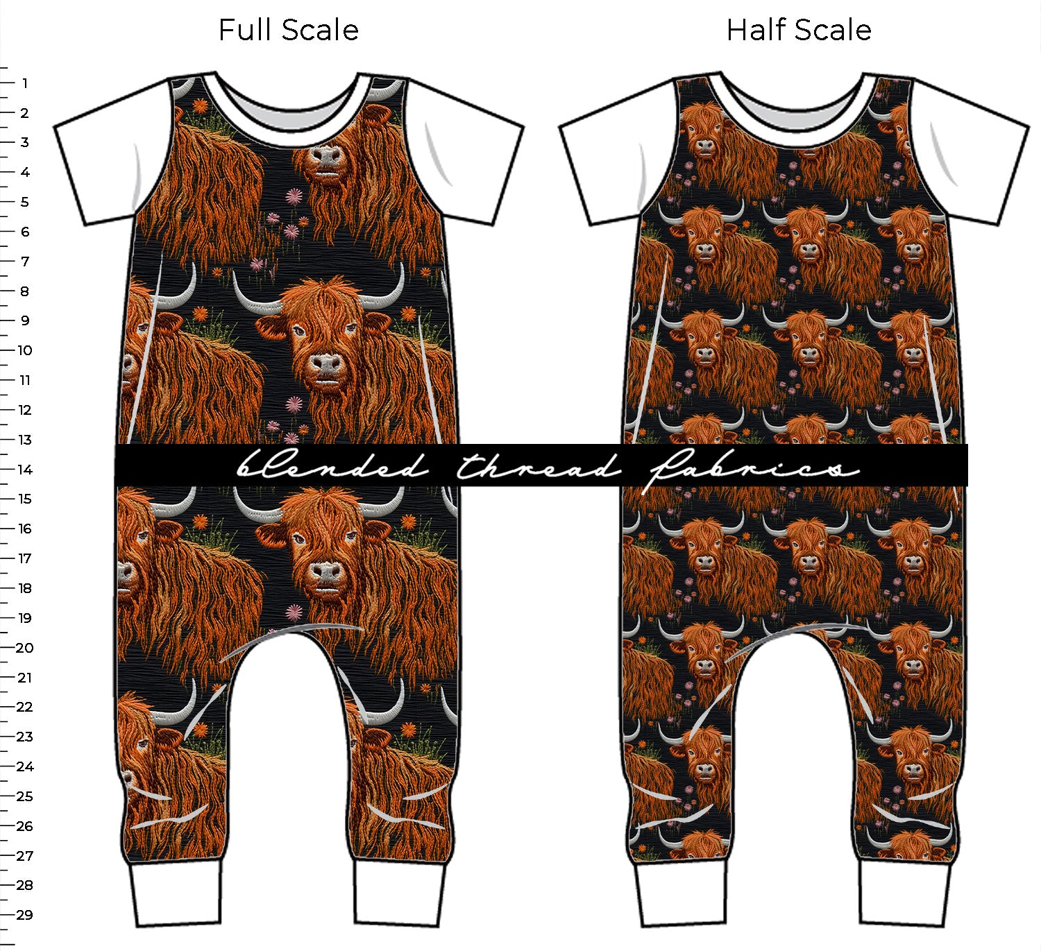 PRE ORDER - Embroidered Highland Cow – Blended Thread Fabrics
