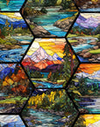 PRE ORDER - Hexagon Stained Glass Mountains