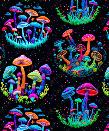 PRE ORDER - Neon Mushroom Embroidery