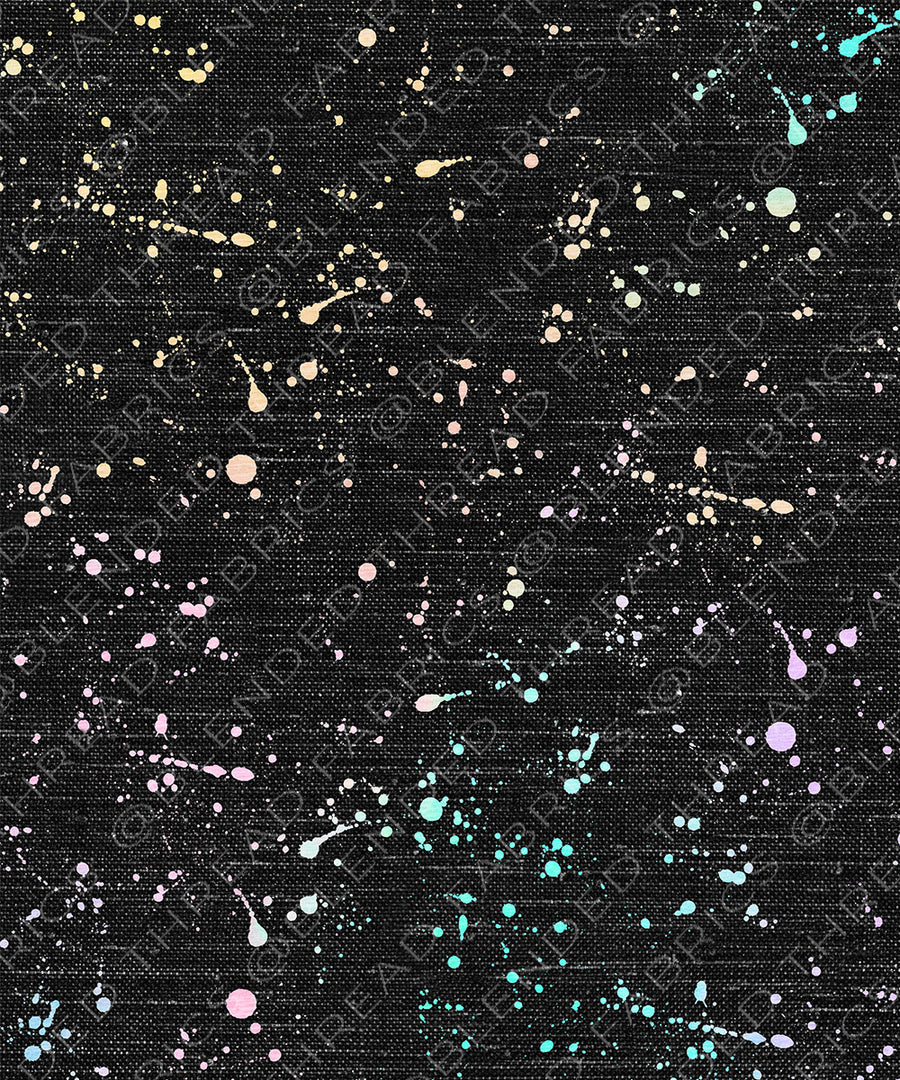 PRE ORDER - Rainbow Splatter Black Linen