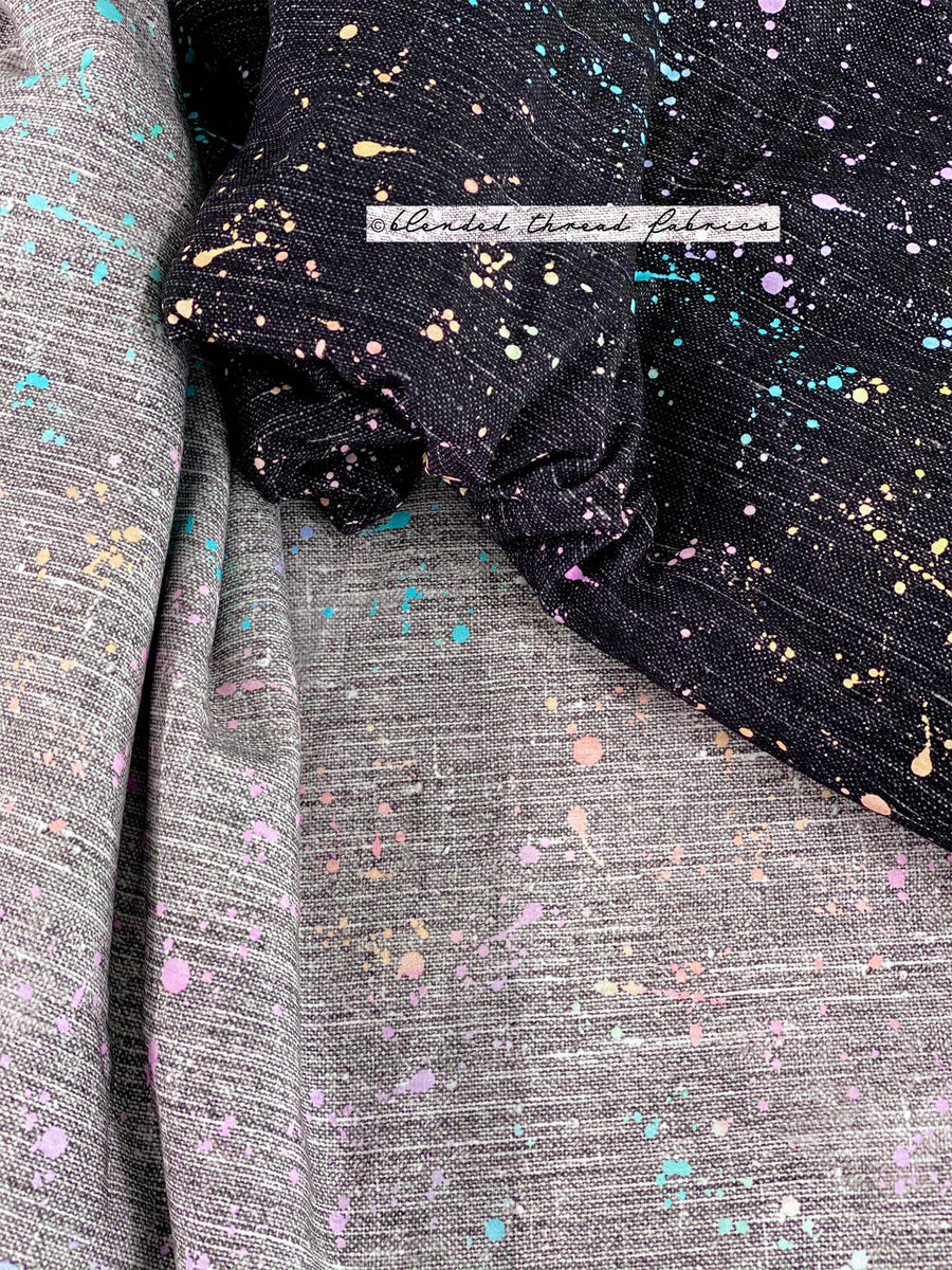 PRE ORDER - Rainbow Splatter Black Linen