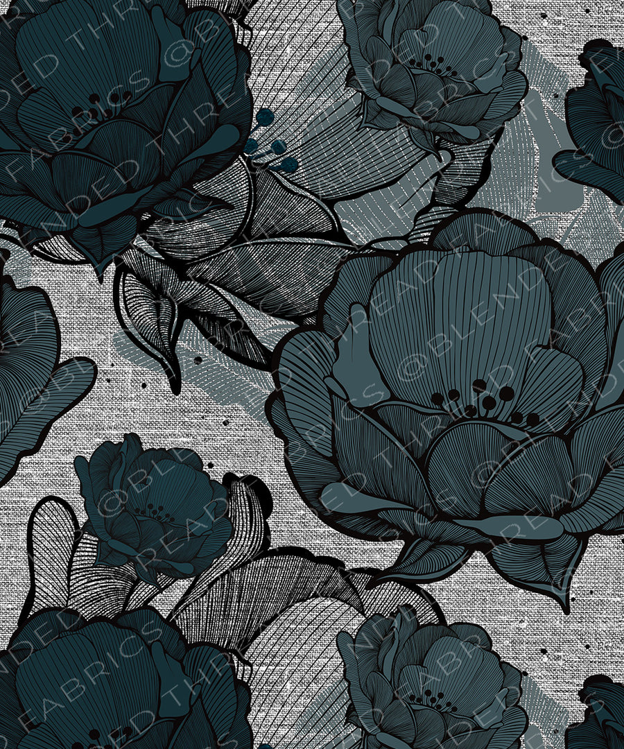 PRE ORDER - Teal Anemone Yardage